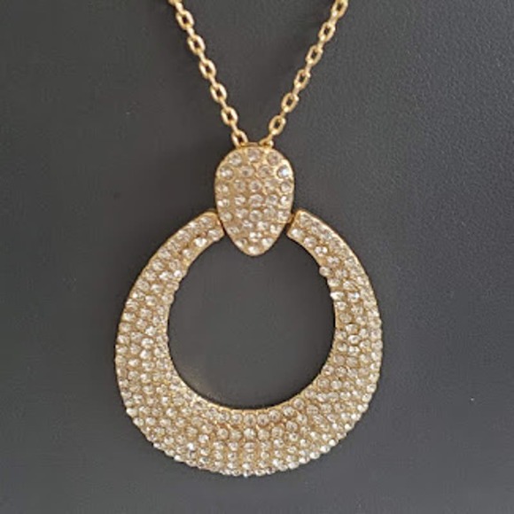 Lane Bryant Jewelry - Lane Bryant Long Gold Tone Necklace with Rhinestone Pendant NWT